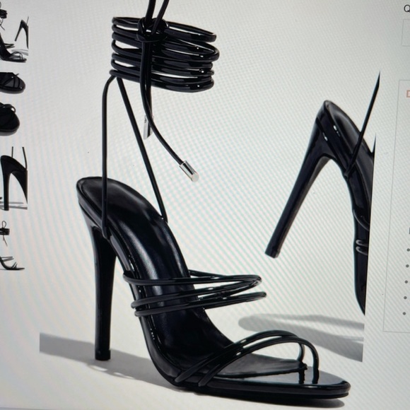 New Birthday Brunch Lace Up Black Heels - Picture 11 of 14